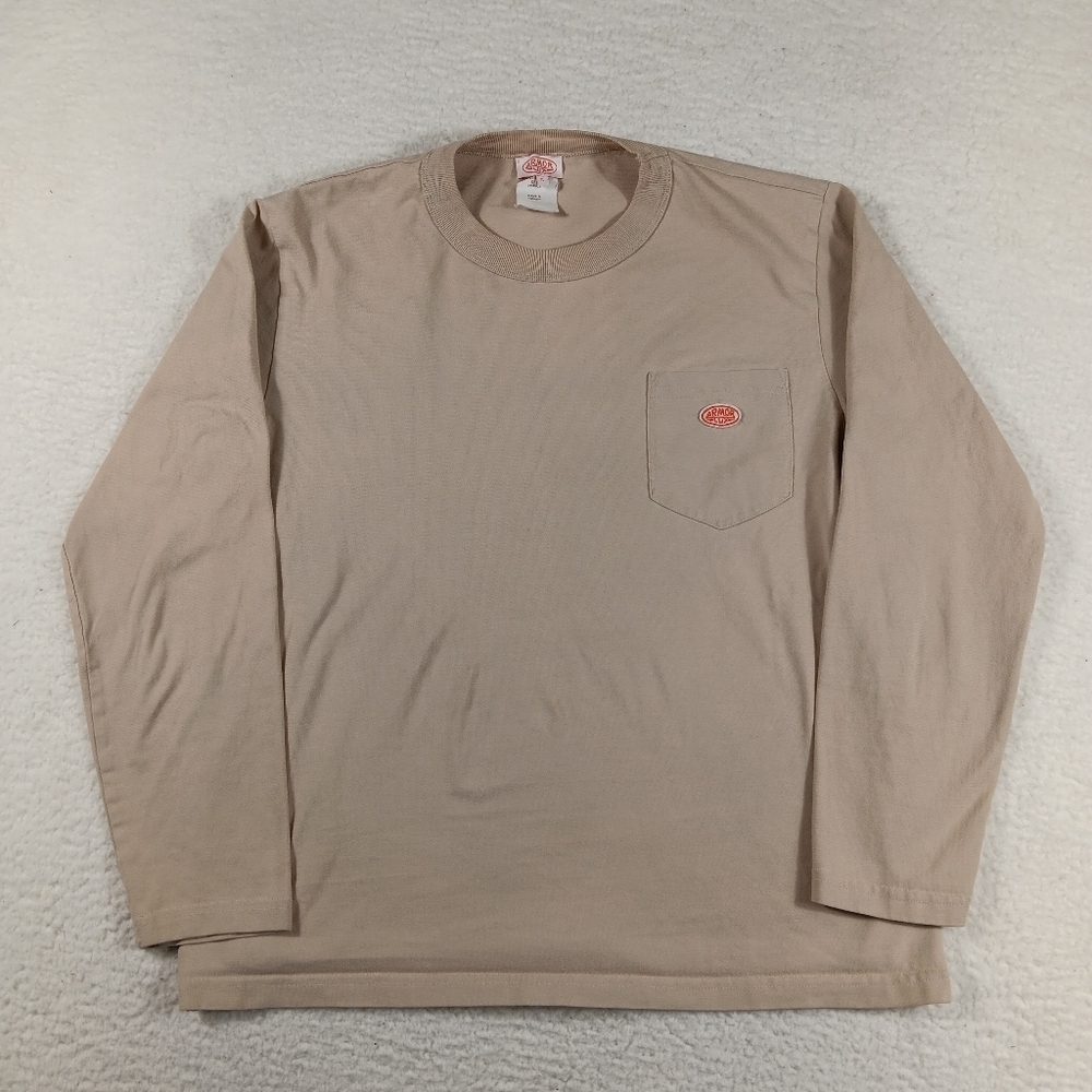Armor Lux Shirt Mens Small Tan Long Sleeve Crew Neck 100% Cotton Pocket